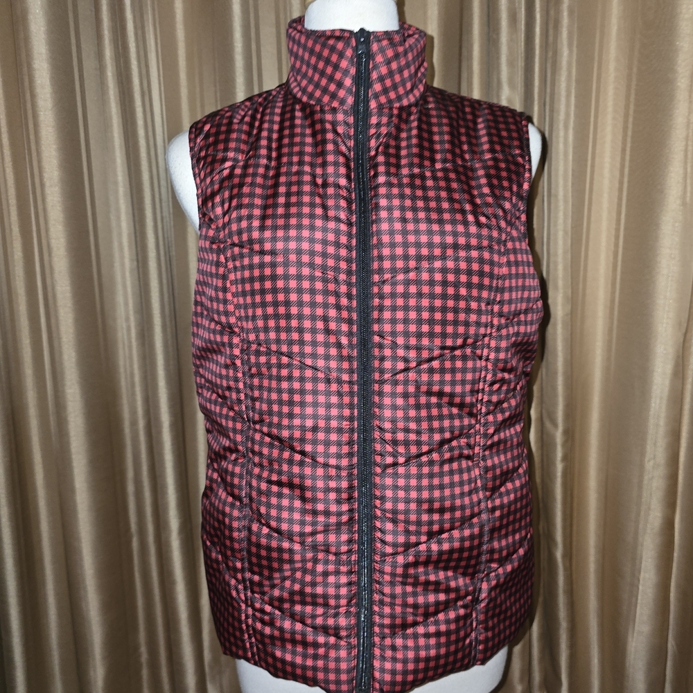 Kim Rogers Red and Black Plaid Women's Vest Size Medium